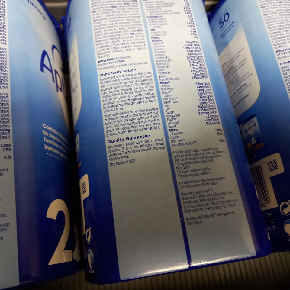 BOX OF 3 X 800G APTAMIL 2 FOLLOW ON MILK 6-12 MONTHS 