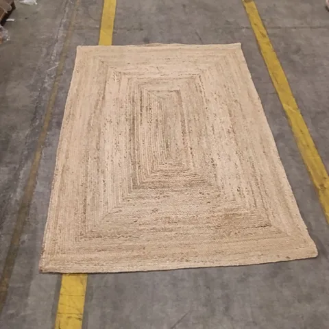 BEIGE RUG WITH CONCENTRIC RECTANGLE PATTERN APPROXIMATELY 172CM X 120 CM
