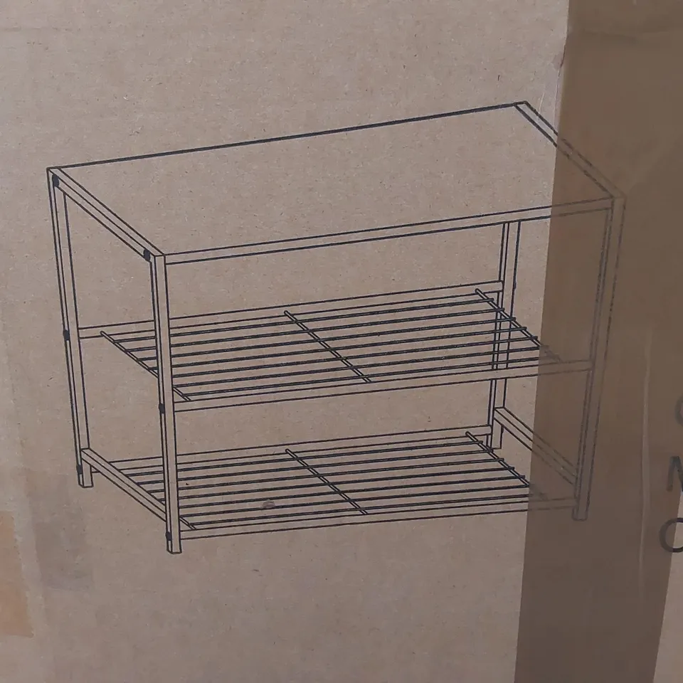 BOXED 6 PAIR SHOE RACK NATURAL/BLACK (1 BOX)