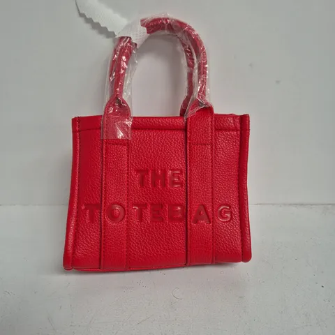 RED MINI TOTE BAG WITH EMBOSSED LETTERING (THE TOTEBAG)