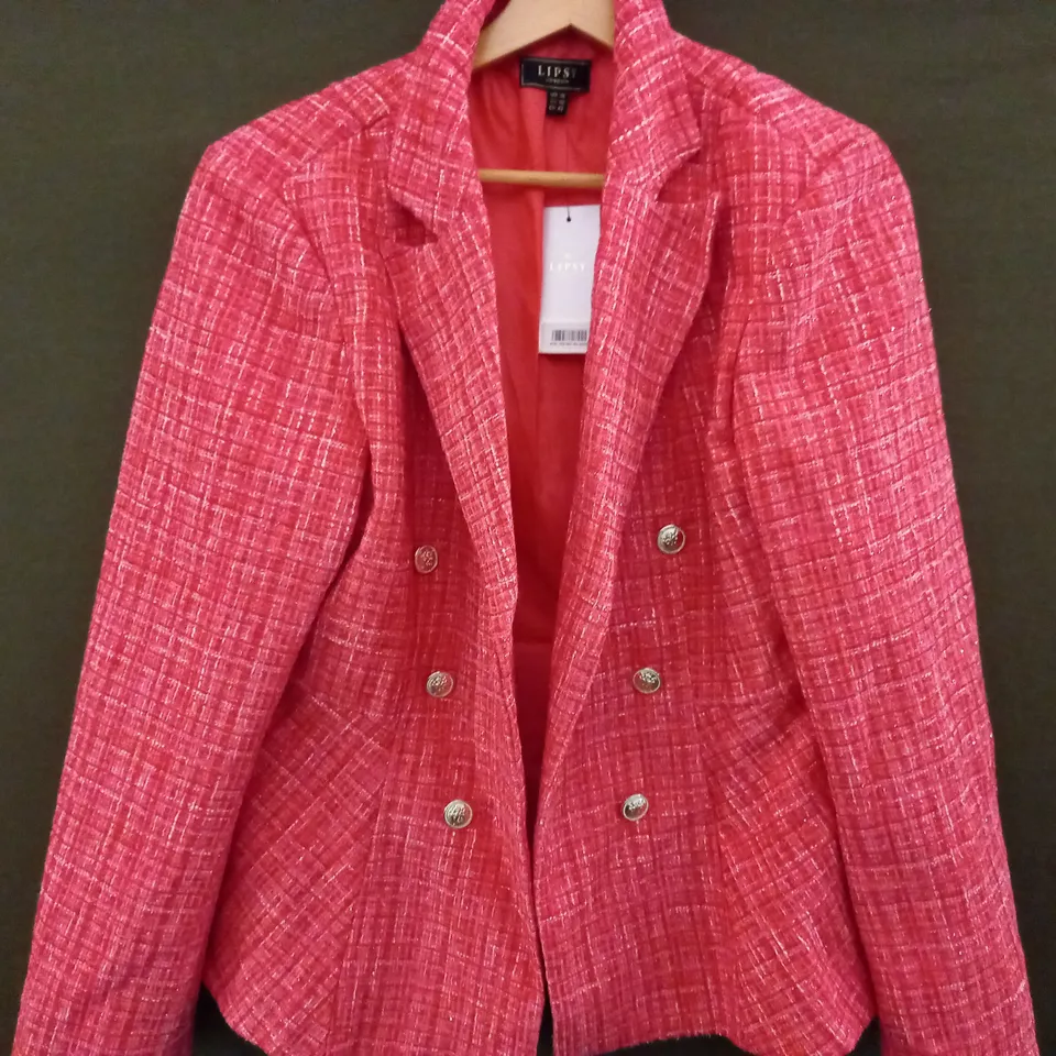 LIPSY LONDON CHECKER BLAZER IN PINK - UK 14