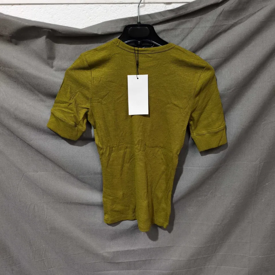 ZARA OLIVE GREEN SHORT-SLEEVE T-SHIRT, UK SIZE M