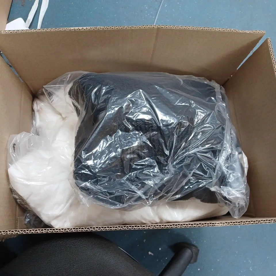 BOX OF 5 ASSORTED CLOTHING ITEMS TO INCLUDE KIPLING SMALL BLACK BAG, BLACK COLLARED JACKET , ETC