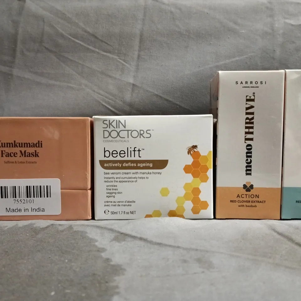 BOX OF APPROXIMATELY ASSORTED HEALTH & BEAUTY PRODUCTS TO INCLUDE KUMKUMADI FACE MASK, GINSENG ESSENTIAL OIL, ETC - COLLECTION ONLY