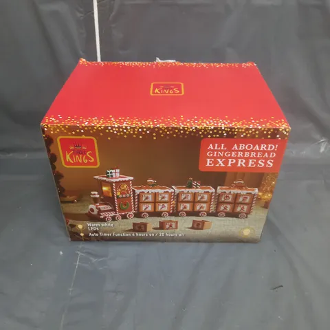 BOXED THREE KINGS GINGERBREAD TRAIN LIGHT UP ADVENT CALENDAR