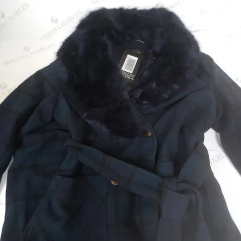 BADGLEY MISCHKA LONG FUR NECK COAT - L 