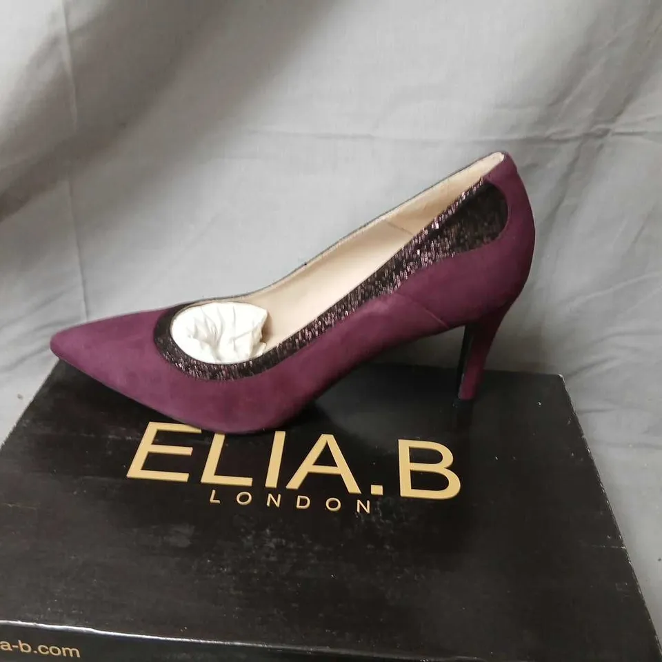 ELIA B LONDON DIANA SUEDE PUMPS – UK 5 (EU 38) – BURGUNDY/PURPLE