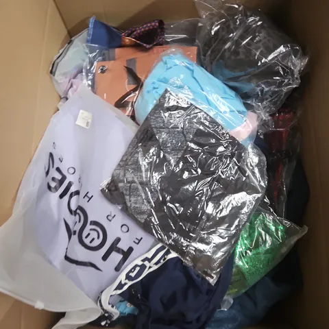 LARGE BOX OF APPROXIMATELY 25 ASSORTED CLOTHING ITEMS IN VARIOUS COLOURS, STYLES AND SIZES - COLLECTION ONLY