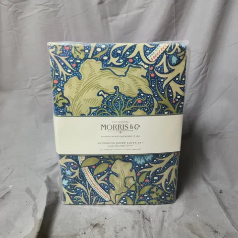 MORRIS AND CO SUPERKING DUVET COVER SET INCLUDES OXFORD PILLOWCASE PAIR, 220 THREAD COUNT COTTON PERCALE