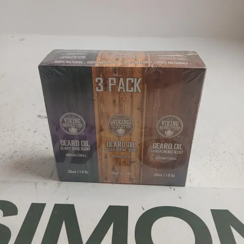 BOXED 3 PACK VIKING REVOLUTION BEARD OIL 30ML 