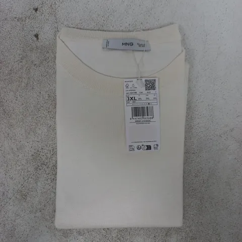 MANGO SHORT SLEEVED FINE-KNIT SWEATER IN IVORY SIZE 3XL