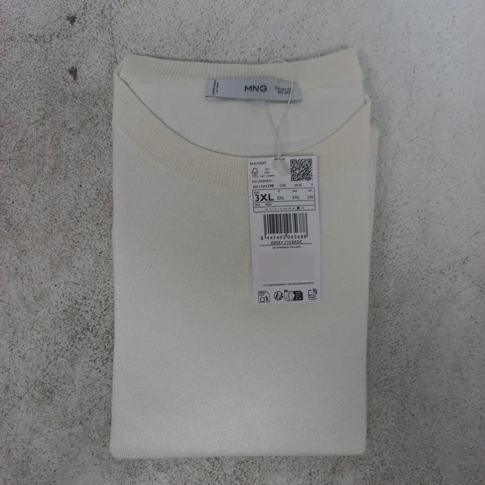MANGO SHORT SLEEVED FINE-KNIT SWEATER IN IVORY SIZE 3XL