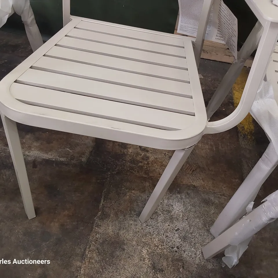 SET OF 7 SANTORINI GREY METAL DINING ARMCHAIRS