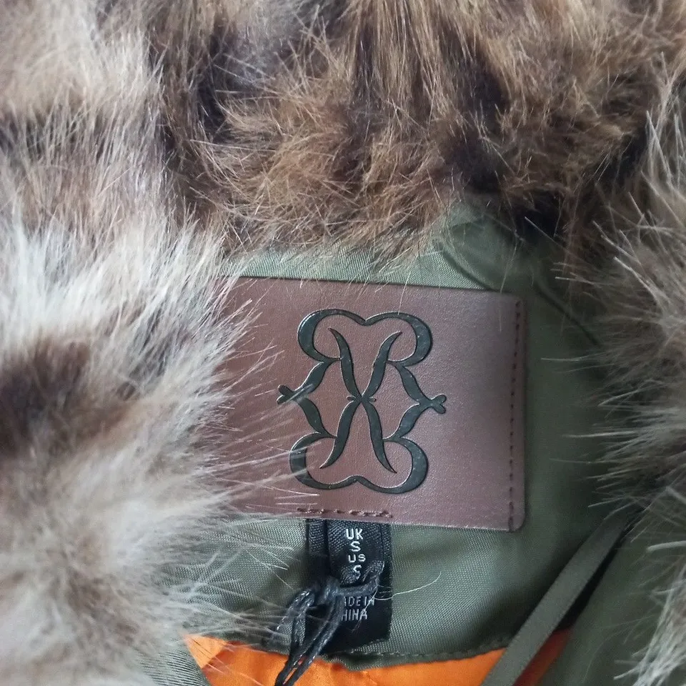 RIVER ISLAND KHAKI PARKA WITH FUR TRIM – WOMEN'S UK S (EUR 2) (RIVER ISLAND STUDIOS)