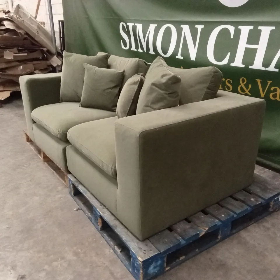 QUALITY DESIGNER ASHER 3 SEATER SOFA - GREEN VELVET