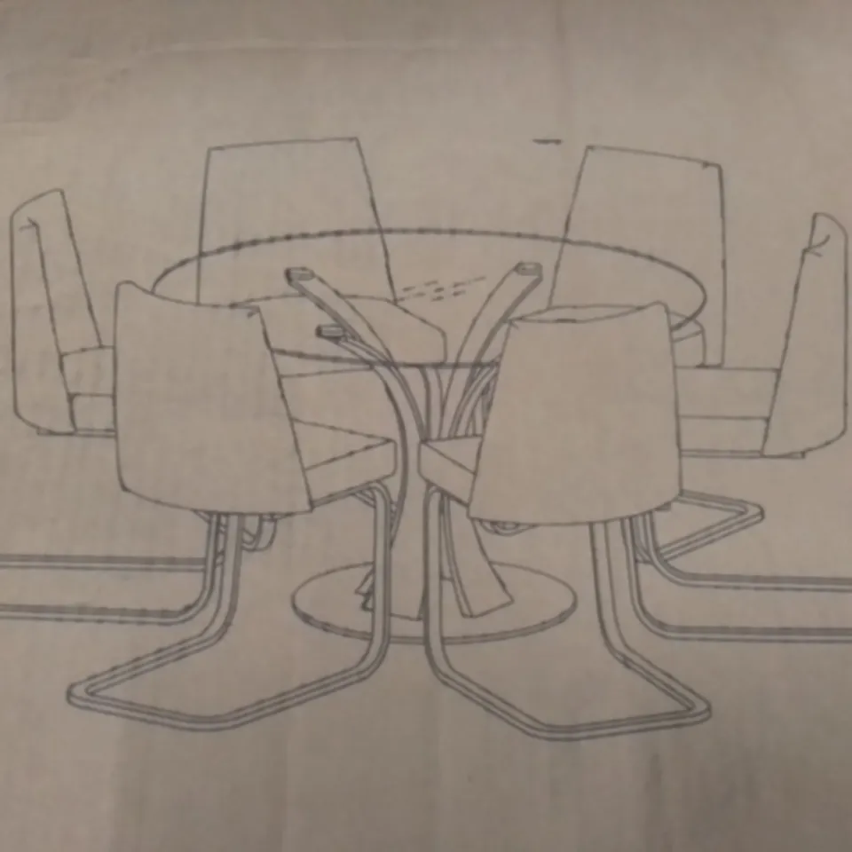 BOXED ALICE CLEAR/GREY DINING SET OF TABLE & 4 CHAIRS - BOXES 1,2,3 & 4 OF 5 ONLY