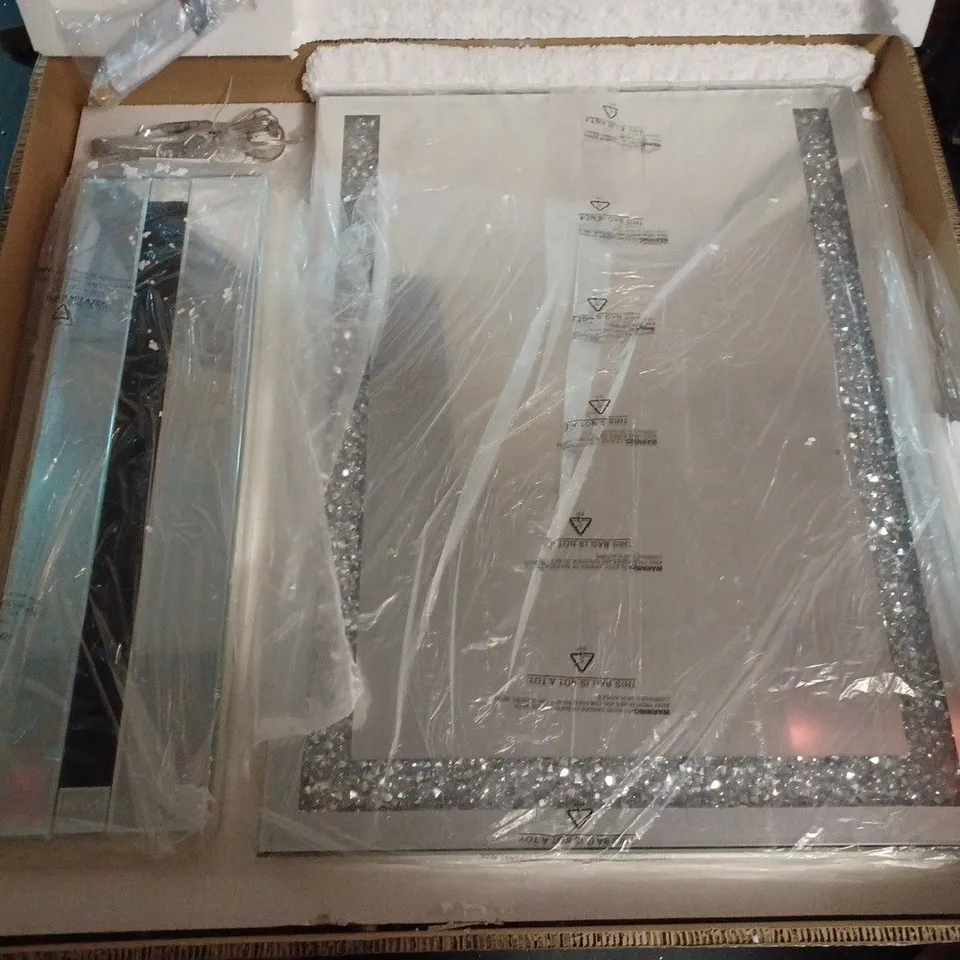 JM BY JULIEN MACDONALD LARGE ENCAPSULATED CRYSTAL LIGHT UP TABLE MIRROR - COLLECTION ONLY