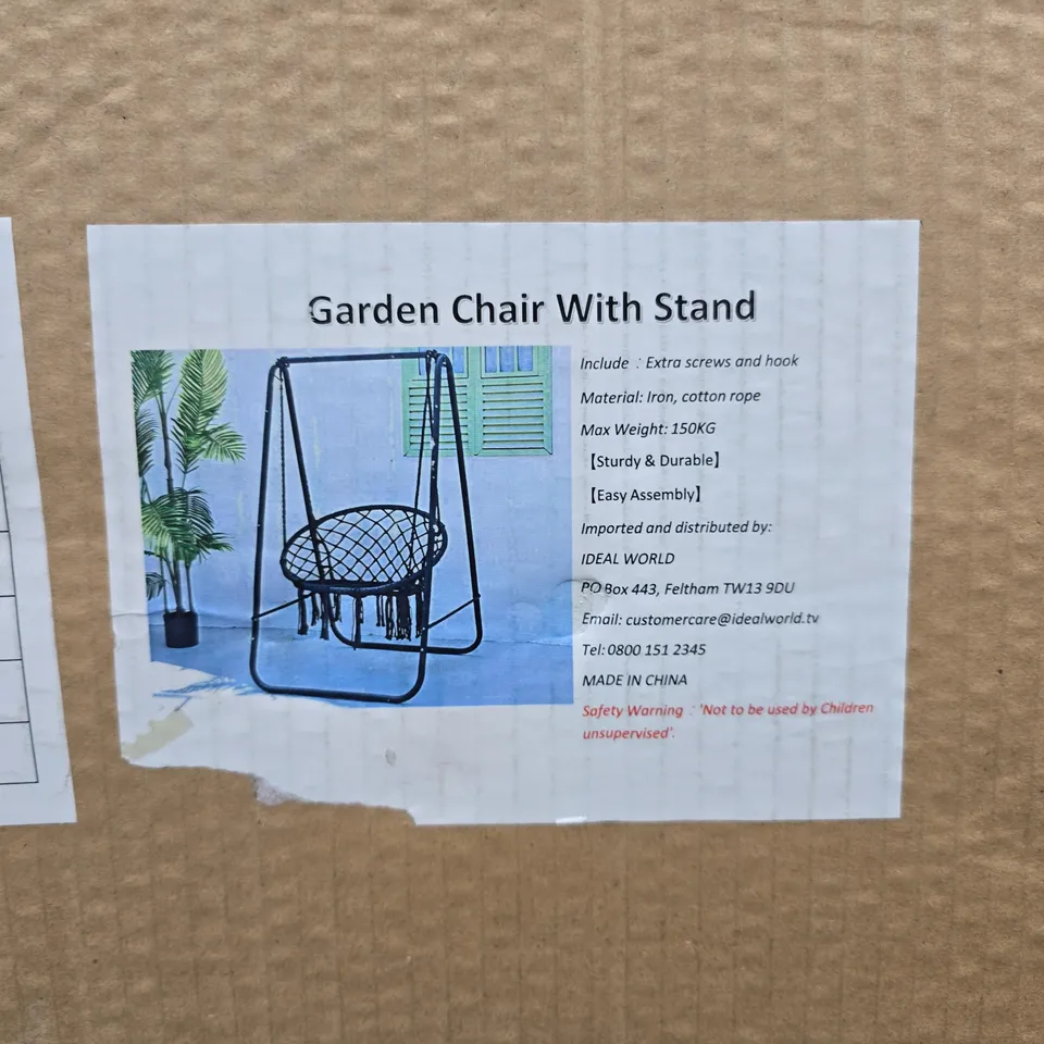 BOXED GARDEN CHAIR WITH STAND - COLLECTION ONLY