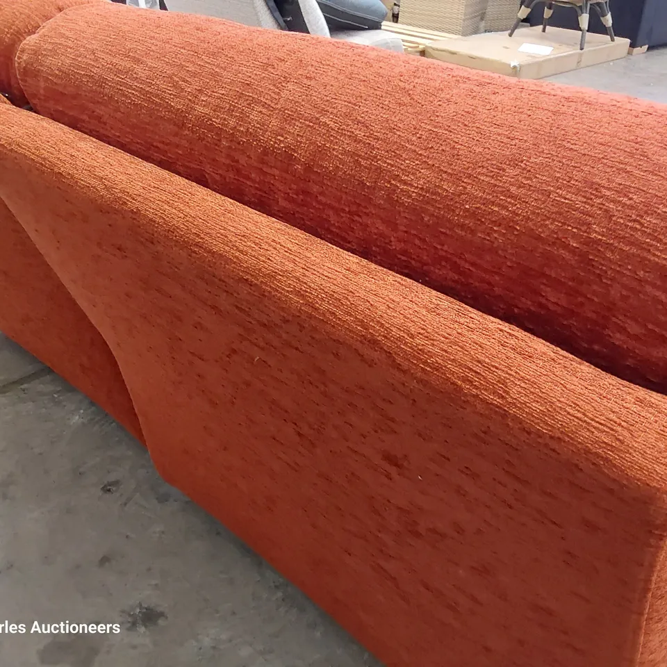 QUALITY BRITISH DESIGNER G PLAN STRATFORD MANUAL RECLINING THREE SEATER SOFA BOUCLE TERRACOTTA FABRIC 
