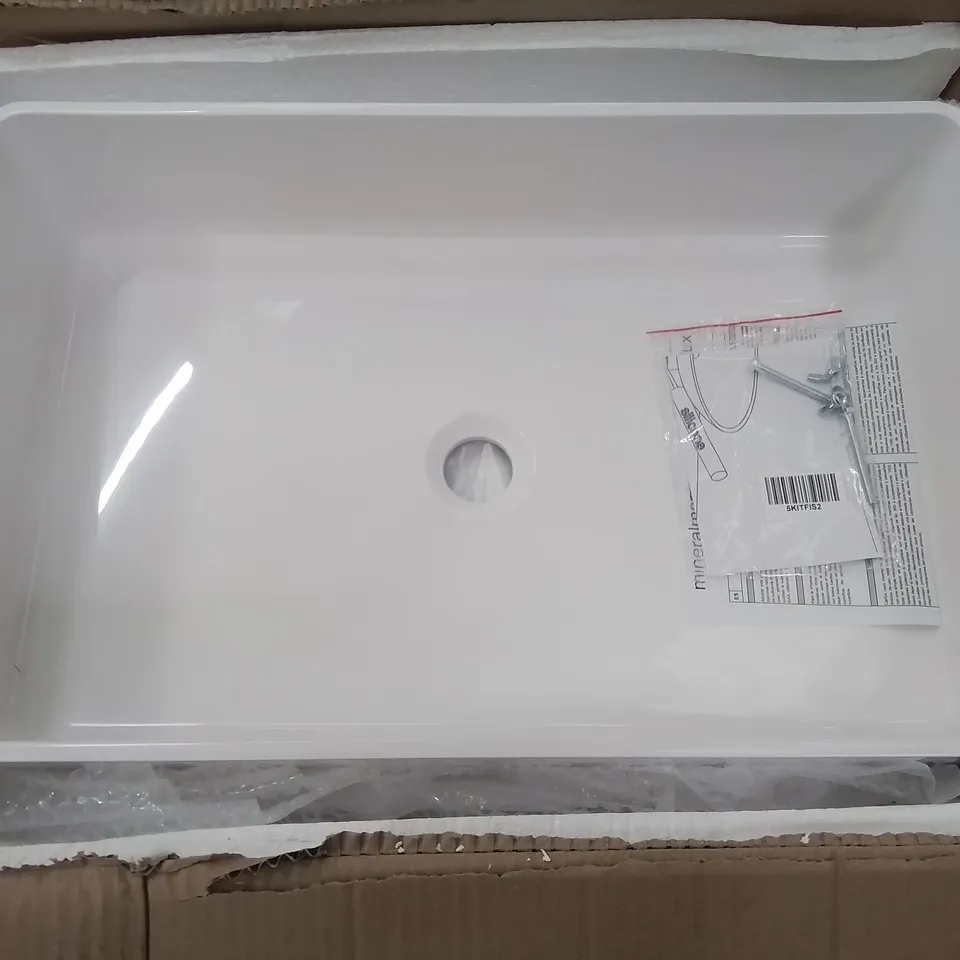 BOXED AS NEW CALYPSO PALMDALE CAST SIT-IN BASIN IN WHITE -  380X190X590MM