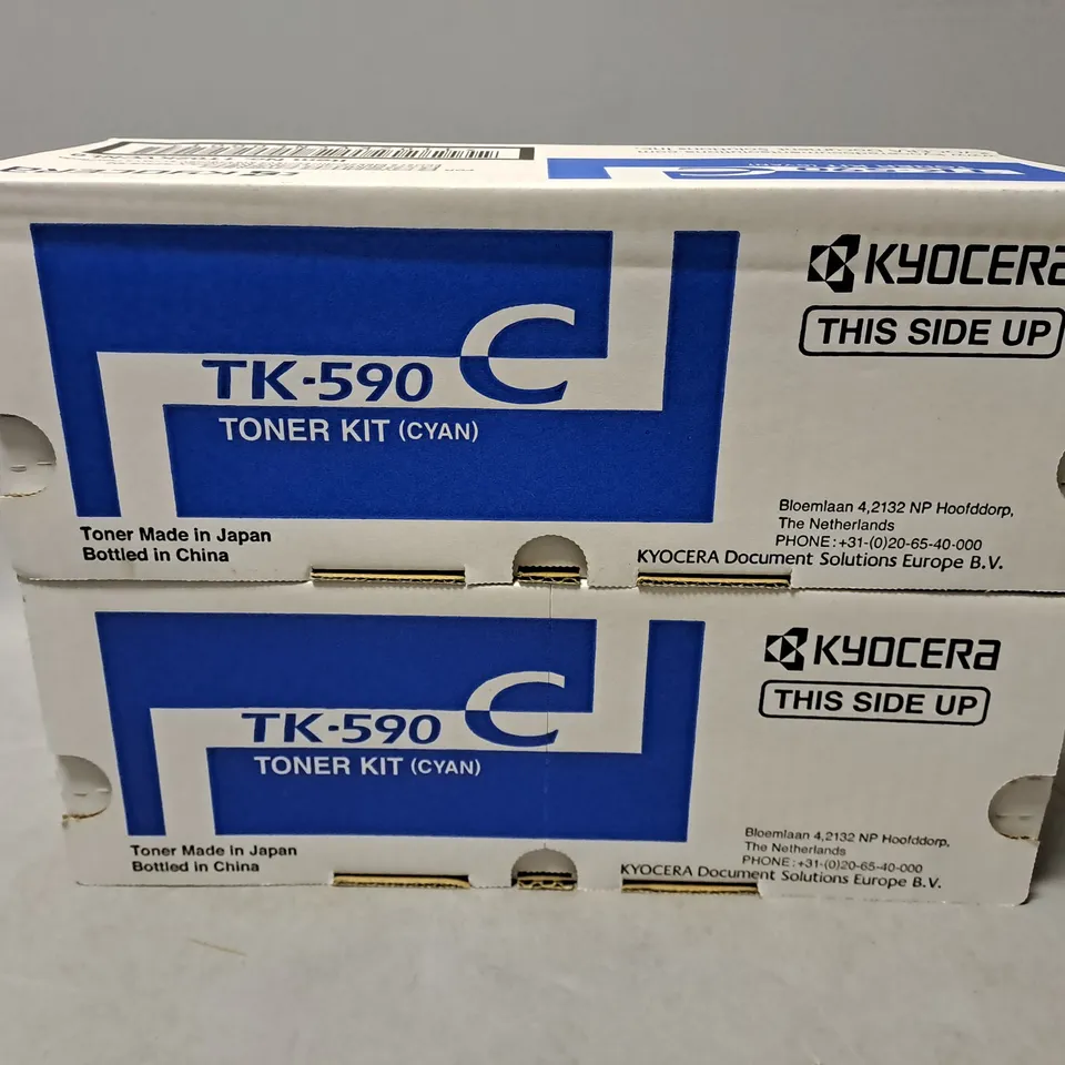 SET OF 2 BOXED KYOCERA CYAN TK-590C TONER KITS