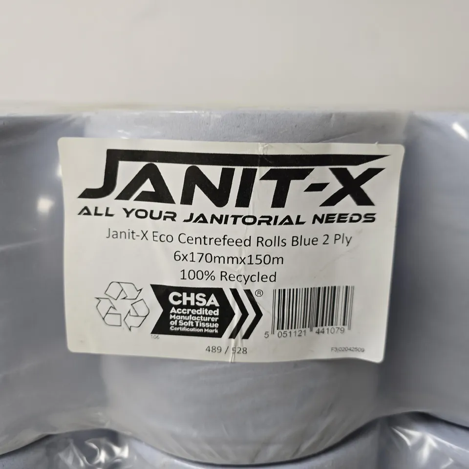 JANIT-X ECO CENTREFEED ROLLS BLUE 2 PLY – 6 X 170MM X 150M