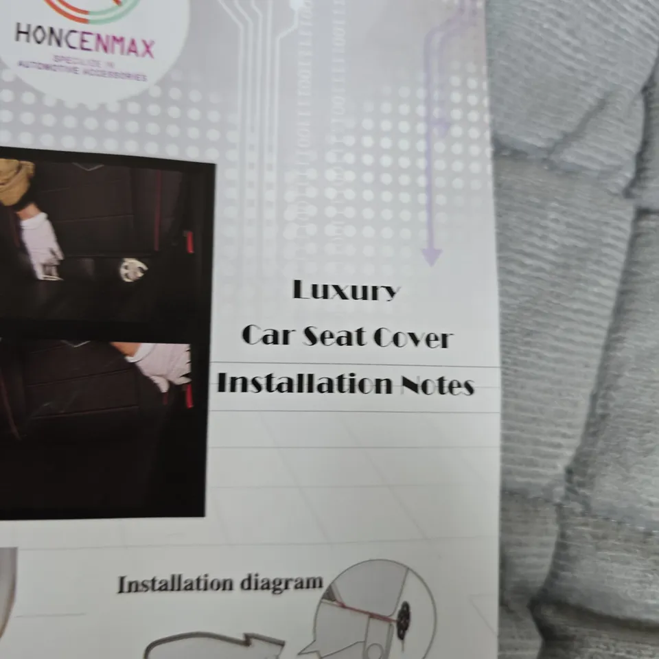 HONCENMAX LUXURY CAR SEAT COVER – BEIGE & GREY WITH INSTALLATION NOTES