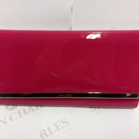 JIMMY CHOO MAIA RASPBERRY PINK PATENT LEATHER CLUTCH BAG
