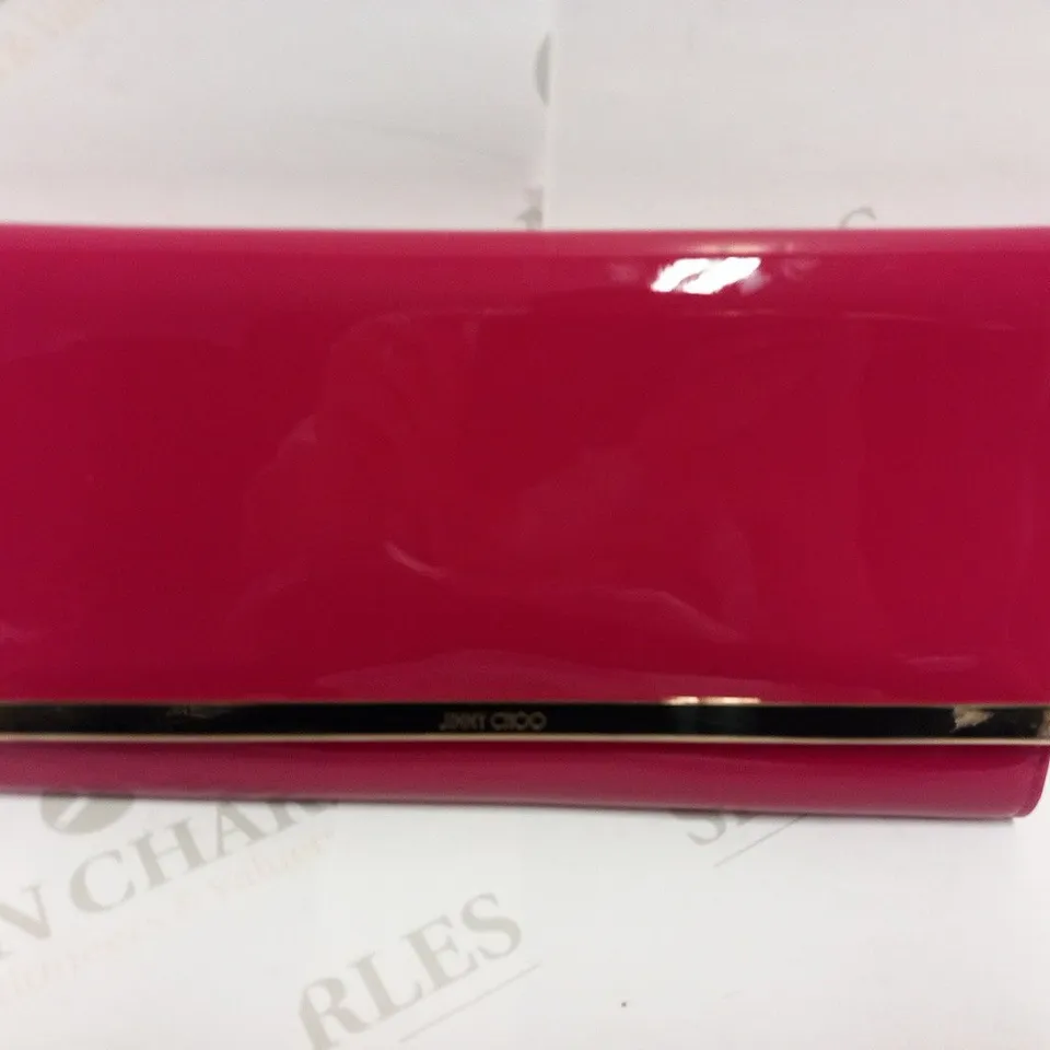 JIMMY CHOO MAIA RASPBERRY PINK PATENT LEATHER CLUTCH BAG
