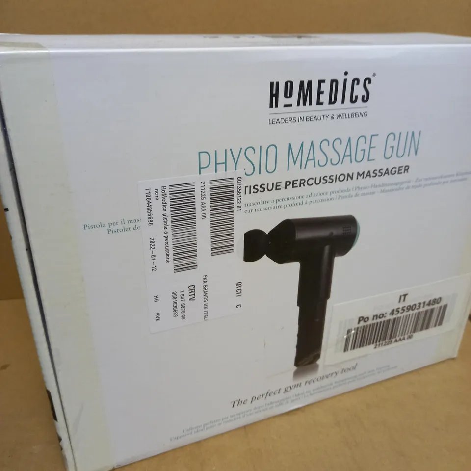 BOXED HOMEDICS PHYSIO MASSAGE GUN DEEP TISSUE MASSAGER
