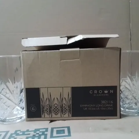 BOXED CROWN GLASSWARE SYMPHONY LONG DRINK 30CL APPROXIMATELY 6