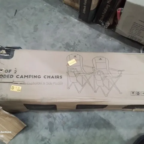 BOXED SET OF 2 PADDED CAMPING CHAIRS.