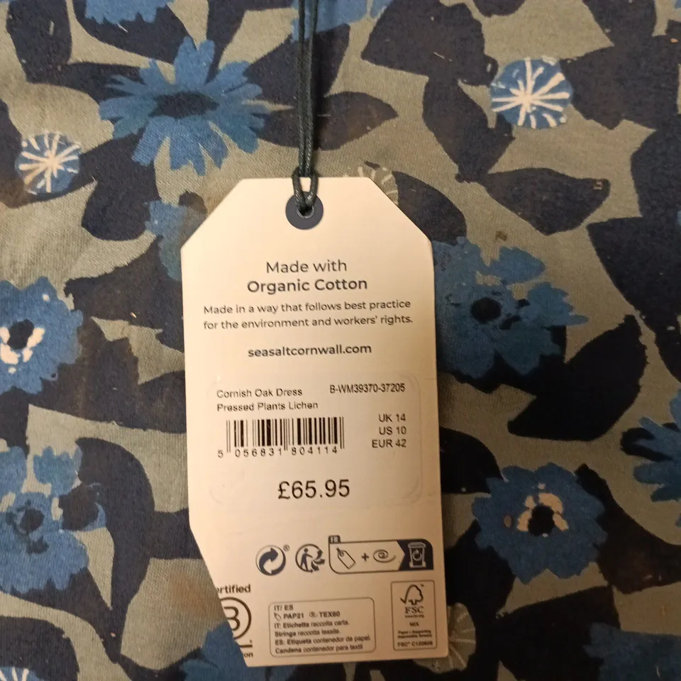 SEASALT CORNWALL CORNISH OAK DRESS – FLORAL PRINT, UK 14, ORGANIC COTTON