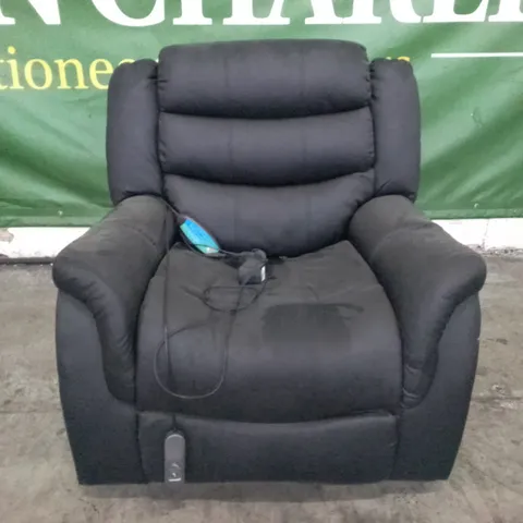 QUALITY DESIGNER STAMFORD ELECTRIC RISE&RECLINE ARMCHAIR - BLACK LEATHER
