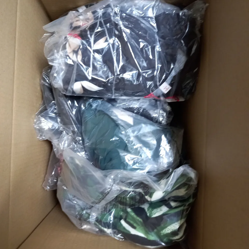 BOX OF ASSORTED CLOTHING ITEMS TO INCLUDE JUMPER - PANTS - SHIRT 