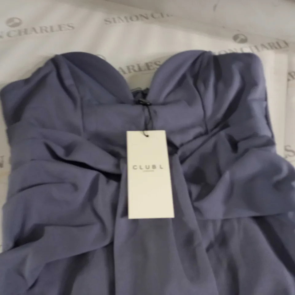 CLUB OF LONDON SWEETHEART NECKLINE MAXI DRESS WIH STATEMENT TIE IN DOVE GREY - UK 12