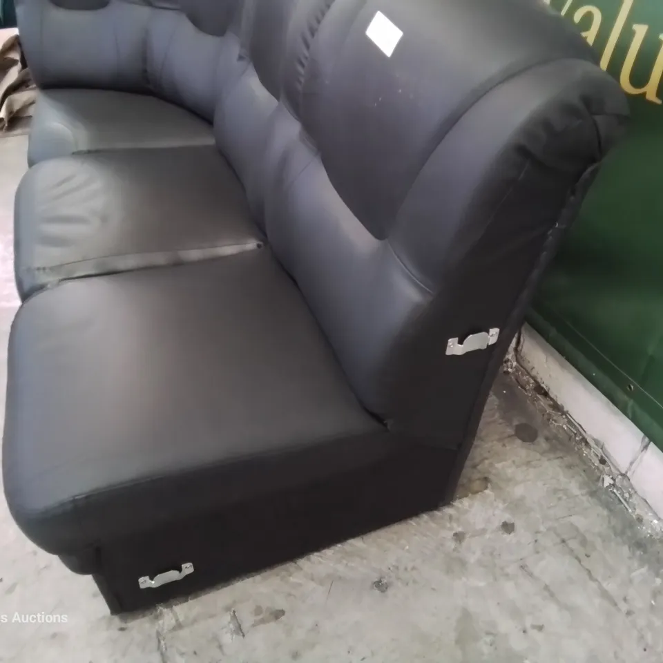 TWO COLIN REVERSIBLE SOFA SECTIONS BLACK FAUX LEATHER