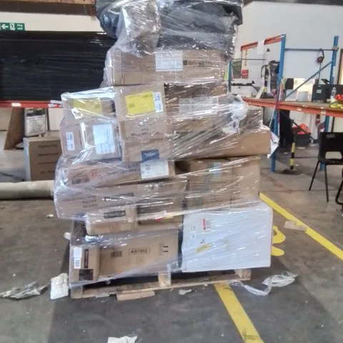 PALLET OF ASSORTED HOUSEHOLD GOODS AND PRODUCTS TO INCLUDE;CHAIRS,HEATER,STEAMER,DINING CHAIR,BED FRAME