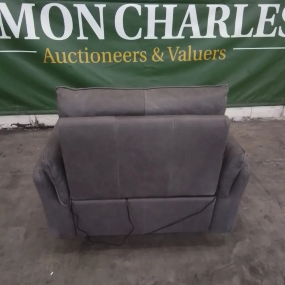 QUALITY ITALIAN DESIGNER LEATHER ELECTRIC RECLINING ARM CHAIR IN GREY