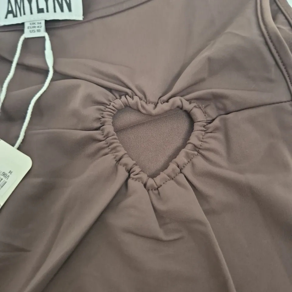 AMYLYN HARLIE DRESS – BROWN, UK 14 (EU 42, US 10) 