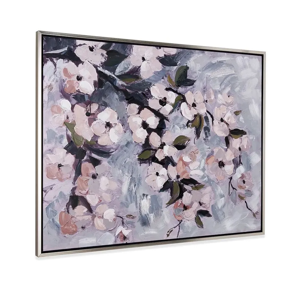 BOXED OAK FURNITURE LAND SPRING BLOOMS HANDPAINTED FRAMED CANVAS PRINT RRP £74.99