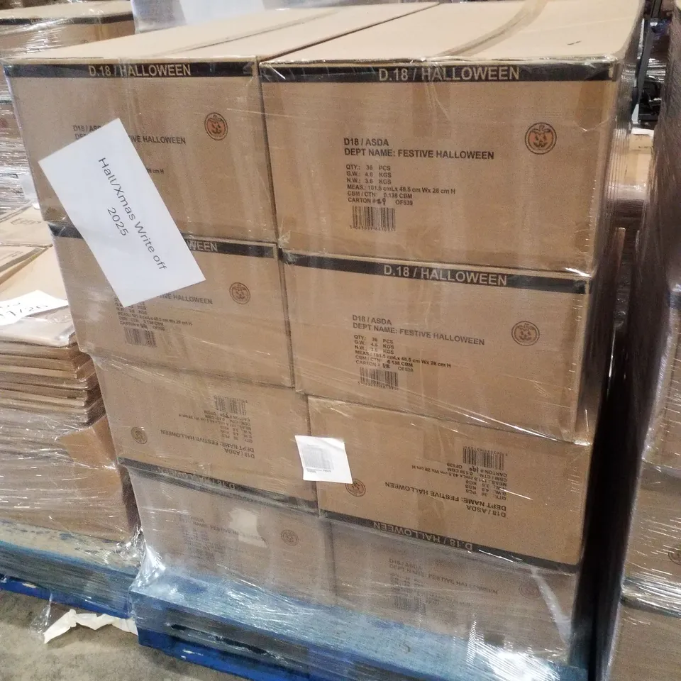PALLET CONTAINING 8 BOXES OF BRAND NEW PLASTIC HALLOWEEN KIDS WEAPONS