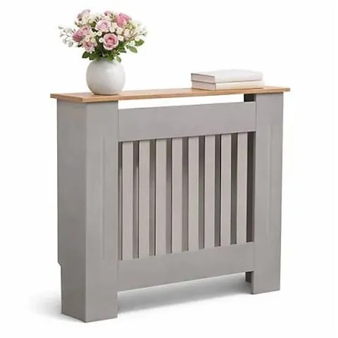 BOXED SMALL GREY WOODEN SLATTED GRILL RADIATOR COVER MDF CABINET