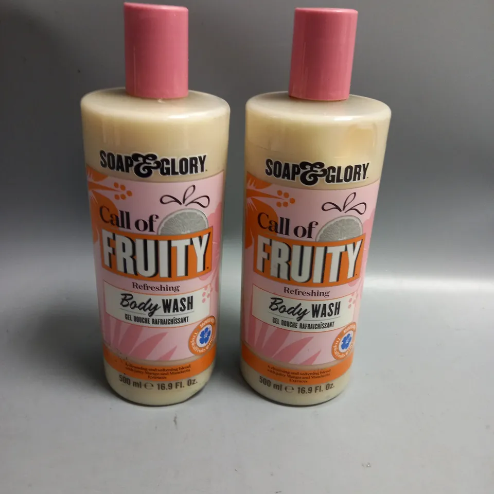2 X SOAP & GLORY CALL OF FRUITY REFRESHING BODY WASH 500ML