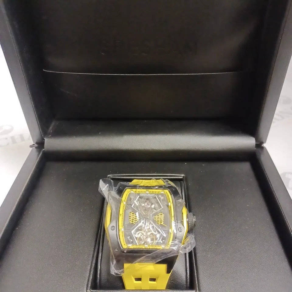BOXED GRESHAM GENTS GENESIS G1 SPECIAL EDITION WATCH - RUBBER STRAP - YELLOW