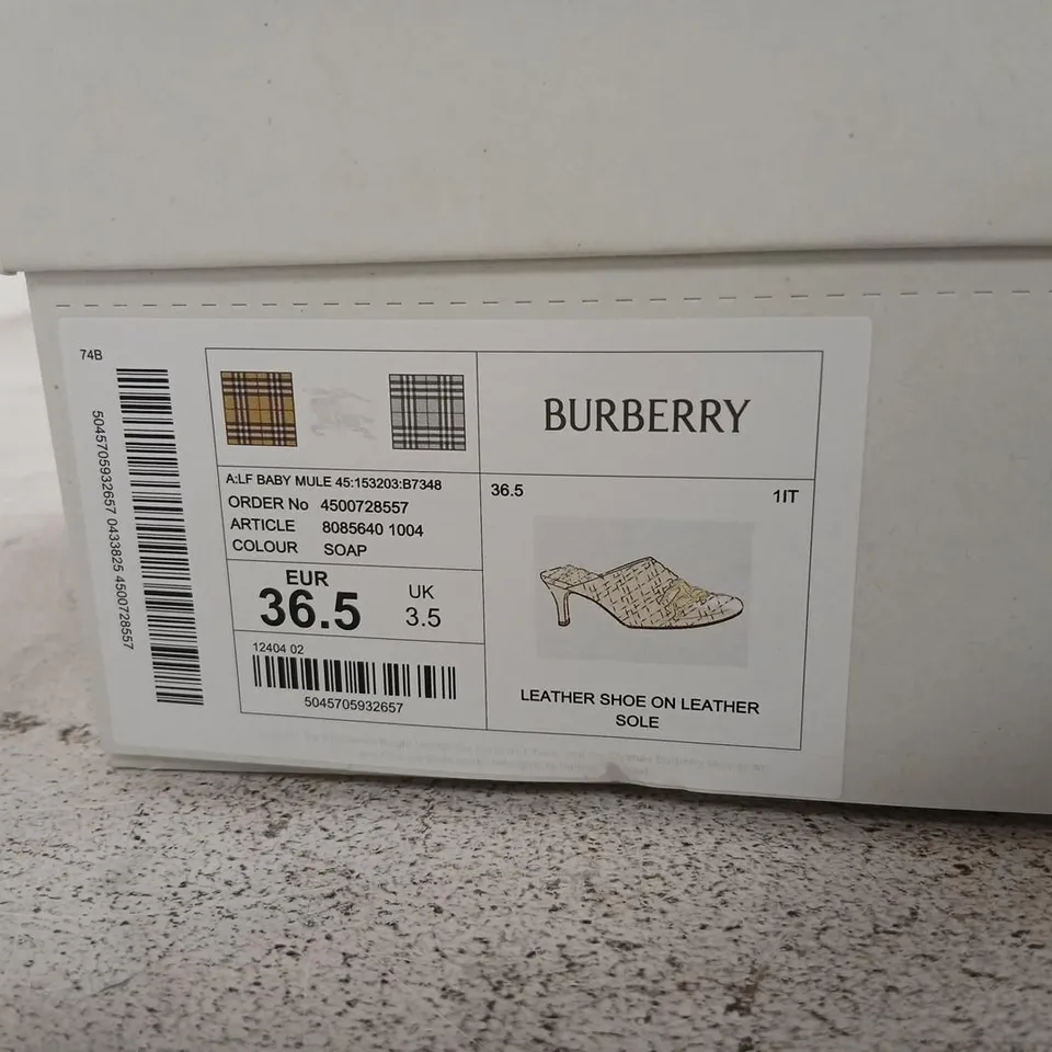 BURBERRY QUILTED LEATHER MULES – WOMEN'S, BEIGE, UK 3.5 (EU 36.5)