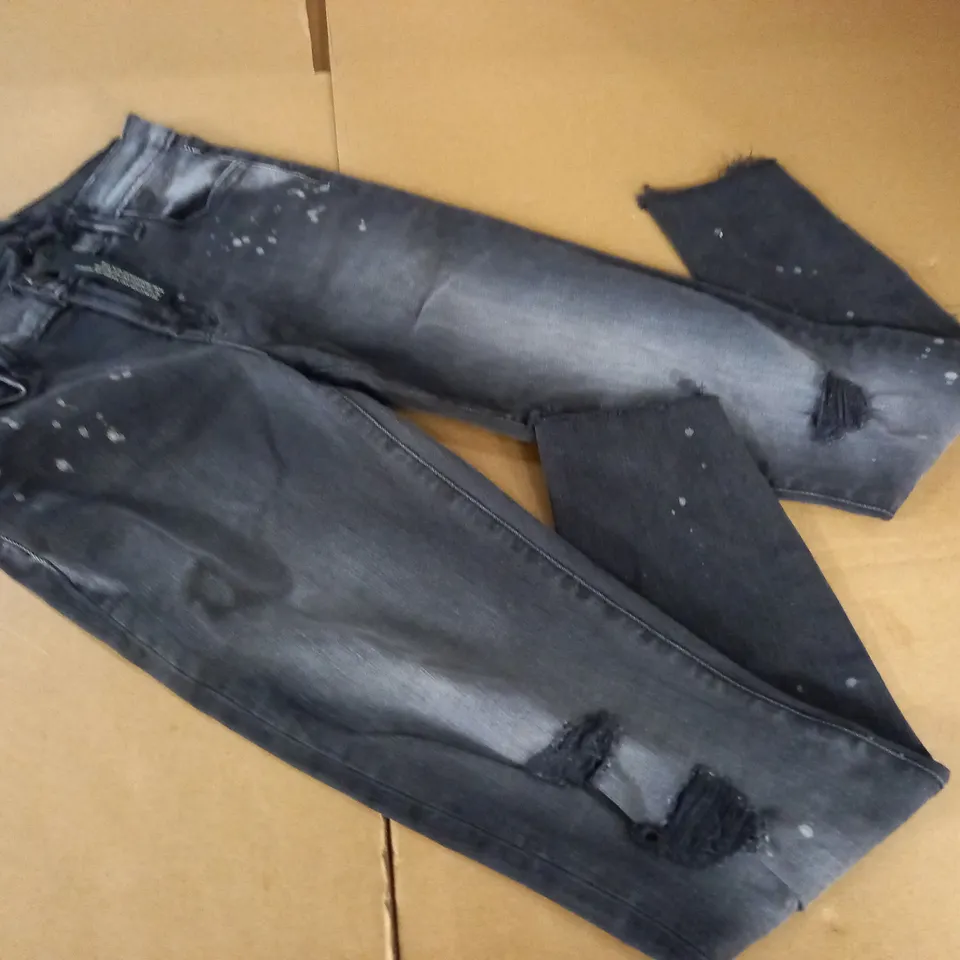 BRAND NEW J BRAND MID RISE CROPPED SKINNY JEANS IN DISTRESSED BLACK - 25