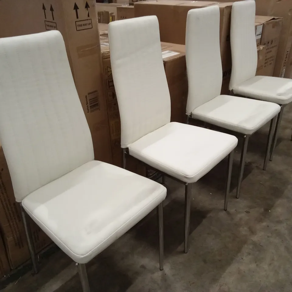 SET OF 4 QUALITY DESIGNER FAUX LEATHER DINING CHAIRS 