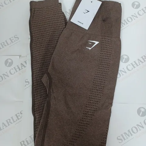 GYMSHARK VITAL SEAMLESS 2.0 LEGGINGS IN BROWN MARL SIZE S