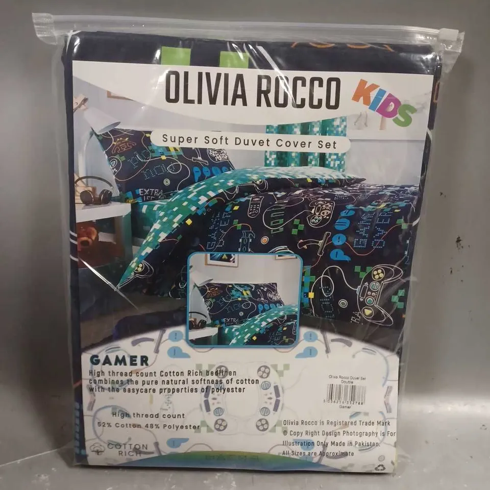 OLIVIA ROCCO SUPER SOFT DUVET COVER SET IN GAMER SIZE DOUBLE